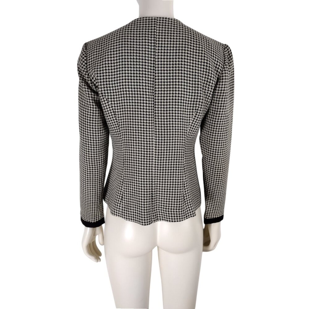 Vintage 1980s Black and Tan Houndstooth Tailored Button Down Jacket 4P - Picture 5 of 11